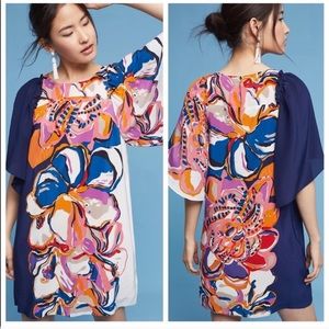 Anthropologie Maeve Vero Silk Floral Dress XSP
